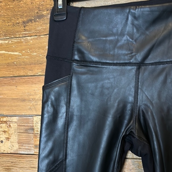 Athleta Other - Athleta Gleam Chaturanga Black Faux Leather Leggings